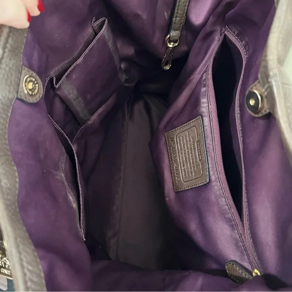 Coach Madison Pebbled Leather Tote in Espresso/Eggplant - Picture 11 of 16